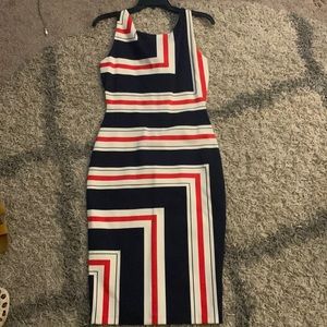 CREMIEUX size S blue white and red dress with gold zipper